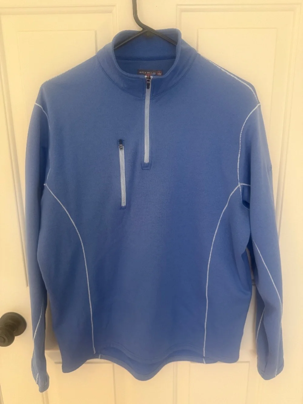Peter Millar Men's Golf Quarter Zip Pullover Blue Medium lightweight preppy
